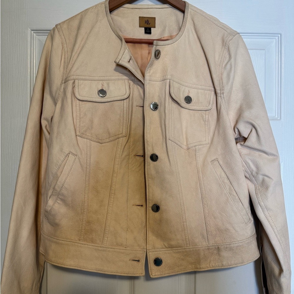 Ralph Lauren Cream Leather Jacket